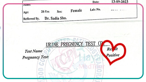 Urine pregnancy's test for successful ICSI Egg donation for a Pakistani couple